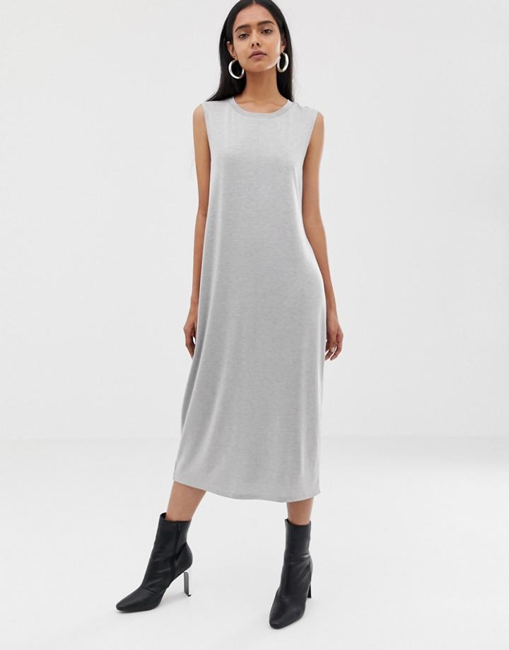 Weekday Beyond Sleeveless Dress In Gray Melange - Gray