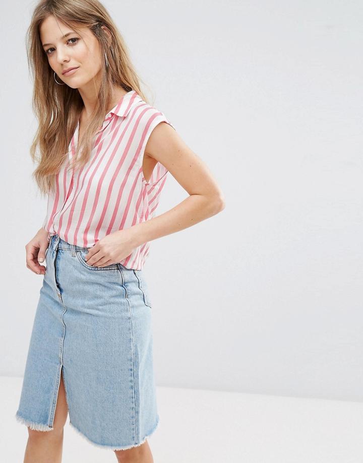 New Look Stripe Drawstring Shirt - White