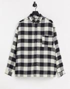 Asos Design Super Oversized Monochrome Flannel Check Shirt-black