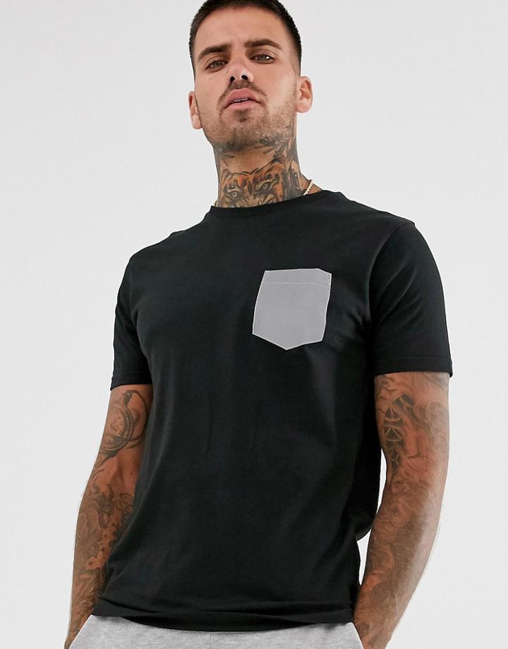 Brave Soul T-shirt With Reflective Pocket - Black