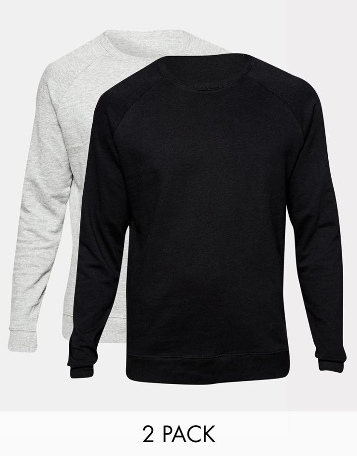 Asos Sweatshirt 2 Pack Black/ Gray Marl Save 17%