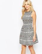 Oasis Mono Print Skater Dress - Black And White