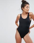 New Look High Leg Swimsuit - Black