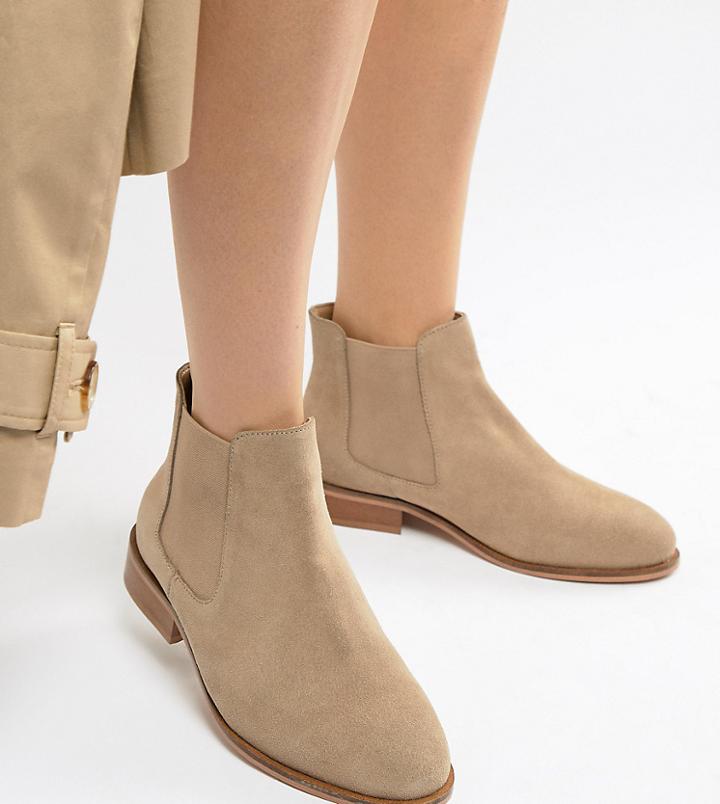 Park Lane Wide Fit Suede Chelsea Boots - Stone