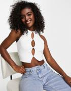 New Look Cut Out Halterneck Top In White