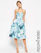 Asos Petite Salon Rose Bandeau Midi Prom Dress - Blue