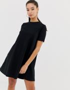 Asos Design Mini T-shirt Dress With Smock Back-black