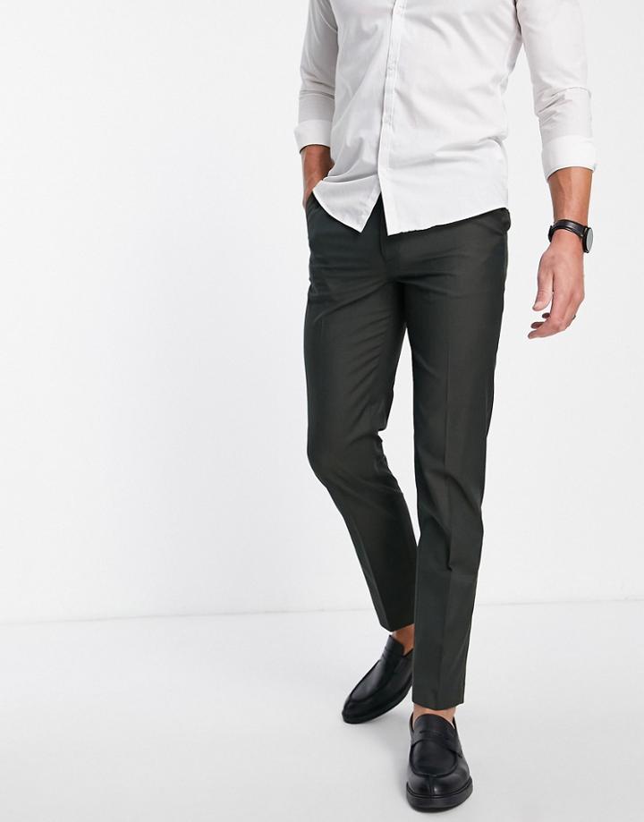 Asos Design Slim Smart Pants In Forest Green