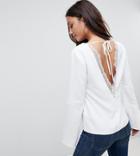 Asos Tall Deep Plunge Lace Insert Top - Cream