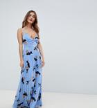 Asos Design Petite Dark Based Floral Cami Maxi Dress - Multi