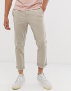 Asos Design Slim Cropped Chinos In Beige