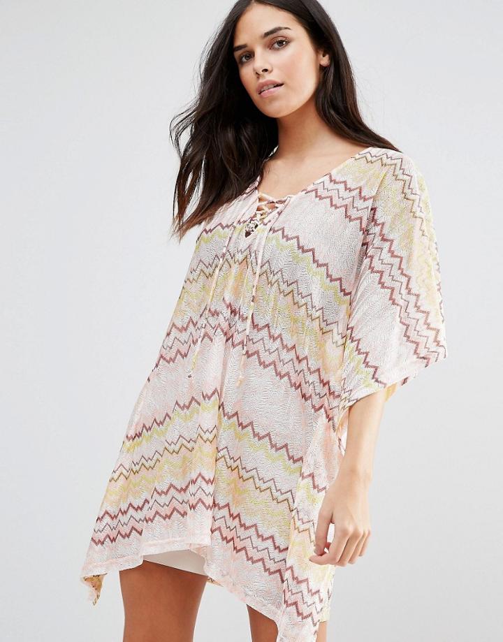 Traffic People Printed Kimono - Pink