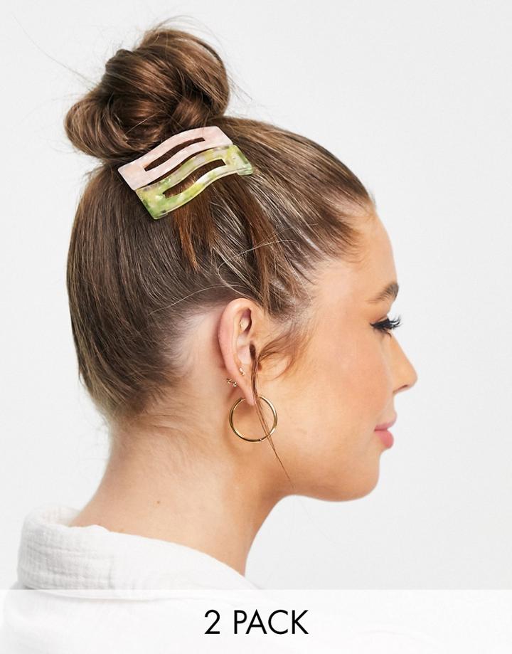 My Accessories London Wave Hair Clip 2 Pack In Iridescent Mix-multi