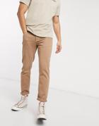 Asos Design Slim Jeans In Tan-brown