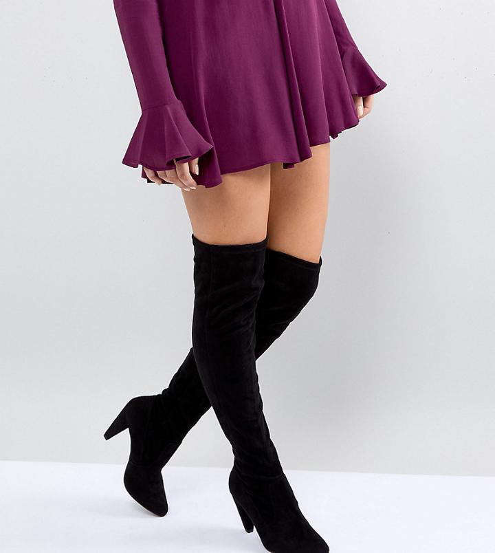 New Look Wide Fit Cone Heel Over The Knee Boot - Black