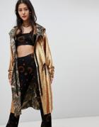 Native Rose Oversized Parka Jacket In Premium Sequin - Gold