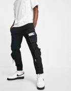 Pull & Bear Cargo Pants With Multi Pockers In Black