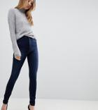 Asos Tall Ridley High Waist Skinny Jeans In Vivienne Blue Black Wash - Blue