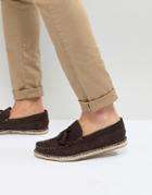 Frank Wright Tassel Espadrilles In Brown Suede - Brown