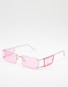 Asos Design Rimless Sunglasses With Side Lens In Pink
