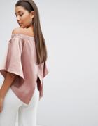 Parallel Lines Off Shoulder Top With Open Back - Pink
