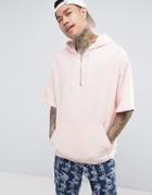 Asos Oversized Short Sleeve Hoodie In Pink - Pink