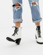 Faith Barc Chunky Heeled Hiker Boots In White - White