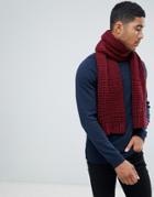Asos Design Knitted Scarf In Burgundy - Red