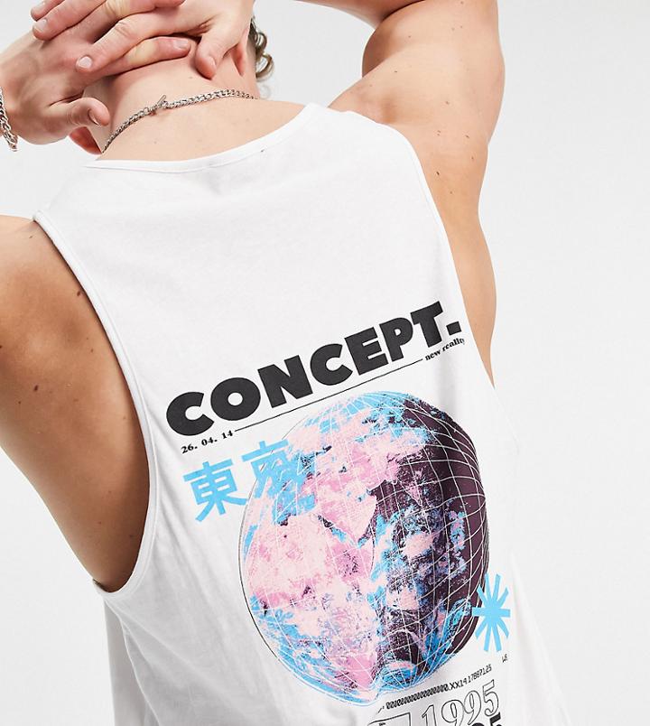 New Look Tank With Back Concept Print In White-black