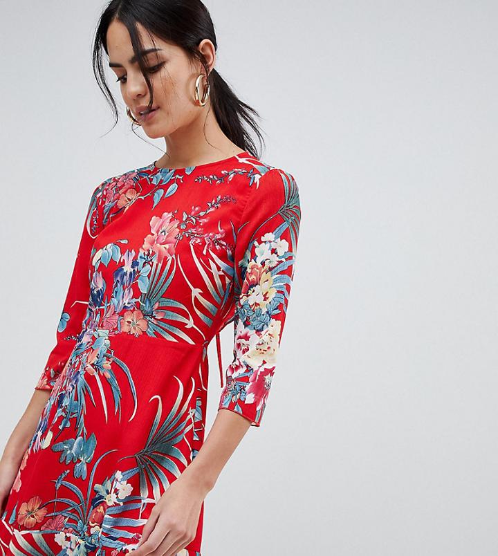 Boohoo Ruffle Hem Open Back Floral Dress - Multi