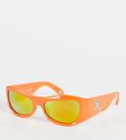 Collusion Unisex Beveled Sunglasses With Logo And Etch Detail In Orange