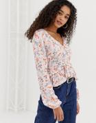 Nobody's Child Smock Top In Vintage Floral - Pink