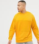 Asos Design Tall Oversized Sweatshirt In Yellow With Reverse Panel