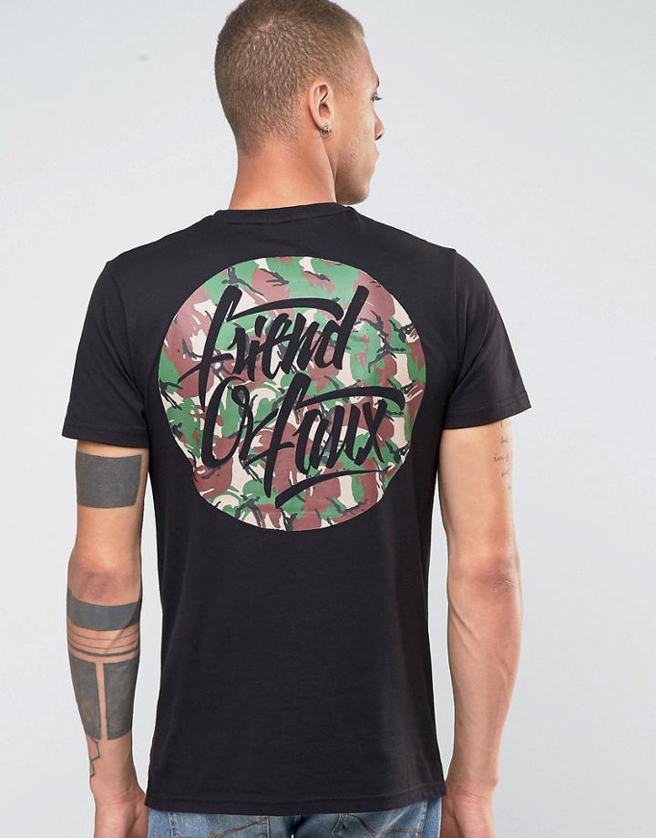 Friend Or Faux Camo Back Print T-shirt - Black