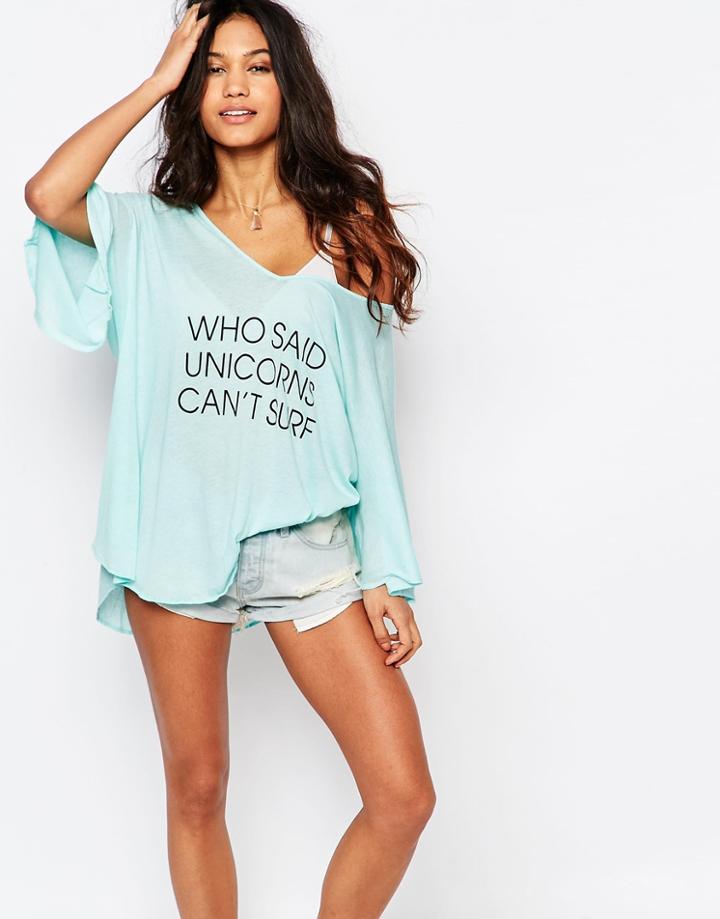 Wildfox Unicorn Surfer Beach Top - Blue