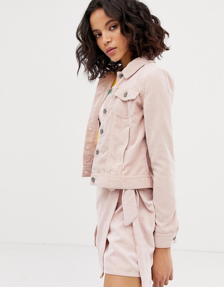 Only Corduroy Denim Jacket-pink
