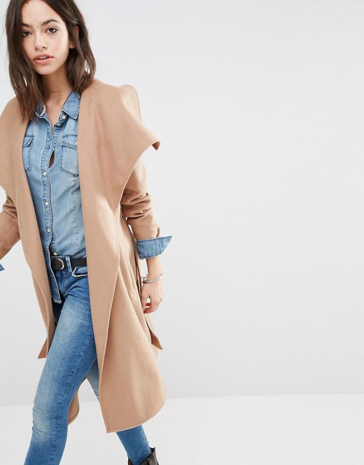 Only Soft Wrap Coat - Simply Taupe