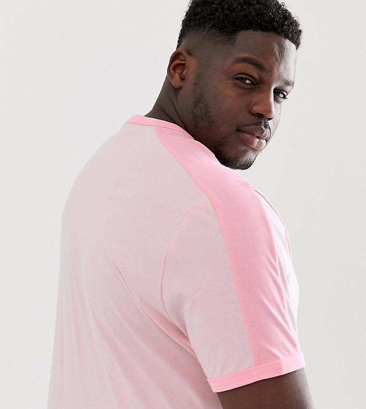 Asos Design Plus Organic T-shirt With Contrast Shoulder Panel In Pink - Pink
