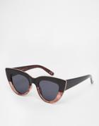 Asos Flat Top Cat Eye Sunglasses With Metal Sandwich And Flat Lens - Tort And Black Mix