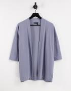 Asos Design Oversized Kimono In Lightweight Waffle In Gray-grey