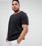 Jack & Jones Essentials Plus Size Longline T-shirt With Raw Neck - Black