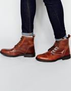 Jack & Jones Crust Leather Warm Boots - Brown