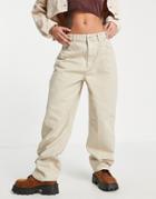 Asos Design Hourglass Premium Organic Cotton Blend Super Slouchy Mom Jean In Stone-green