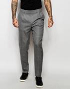 Asos Slim Smart Trousers With Pleats And Side Zip In Grey - Gray