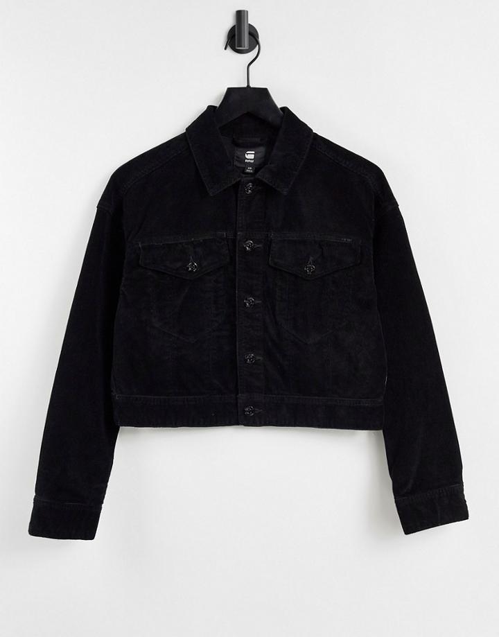 G-star Cropped Cord Denim Jacket In Black