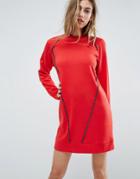 Asos Oversized Sweat Dress With Chain Detail - Red
