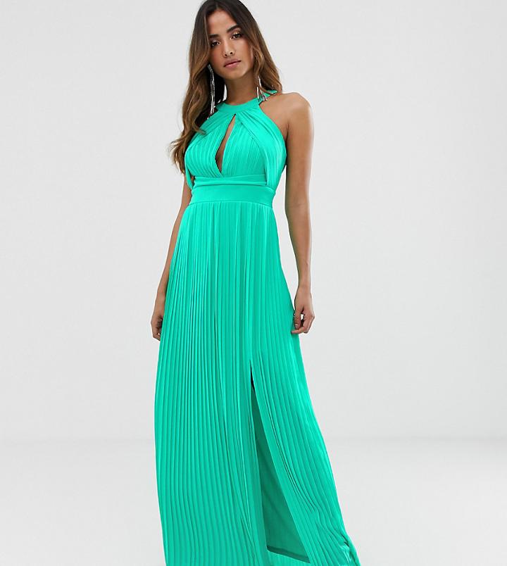 Tfnc Pleated Maxi Dress In Green - Green