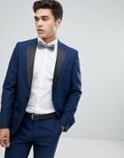 Moss London Skinny Tuxedo Suit Jacket - Blue