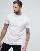 Asos Longline T-shirt With Layered Hem And Raw Edges - Gray