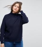 Asos Curve Ultimate Chunky Sweater With Roll Neck - Navy